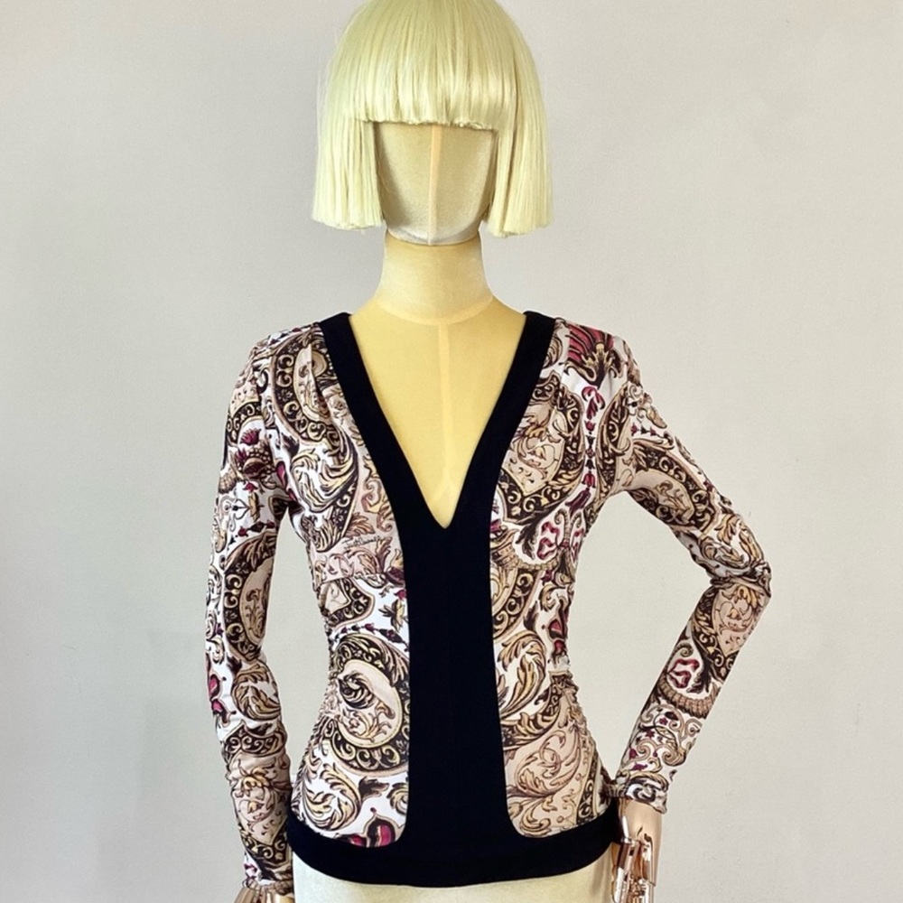 Just Cavalli Black and Cream Paisley Blouse